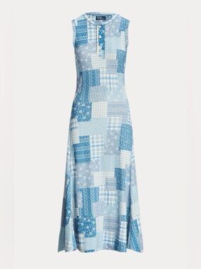 Polo Ralph Lauren Patchwork Double-Knit Sleeveless Midi Dress Sundress